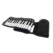 Piano Roulé à la Main à 49 Touches avec Haut-Parleur, Piano Portable Pliable pour Enfants, Instrument D'Enseignement Du Piano pour Débutant, Noir