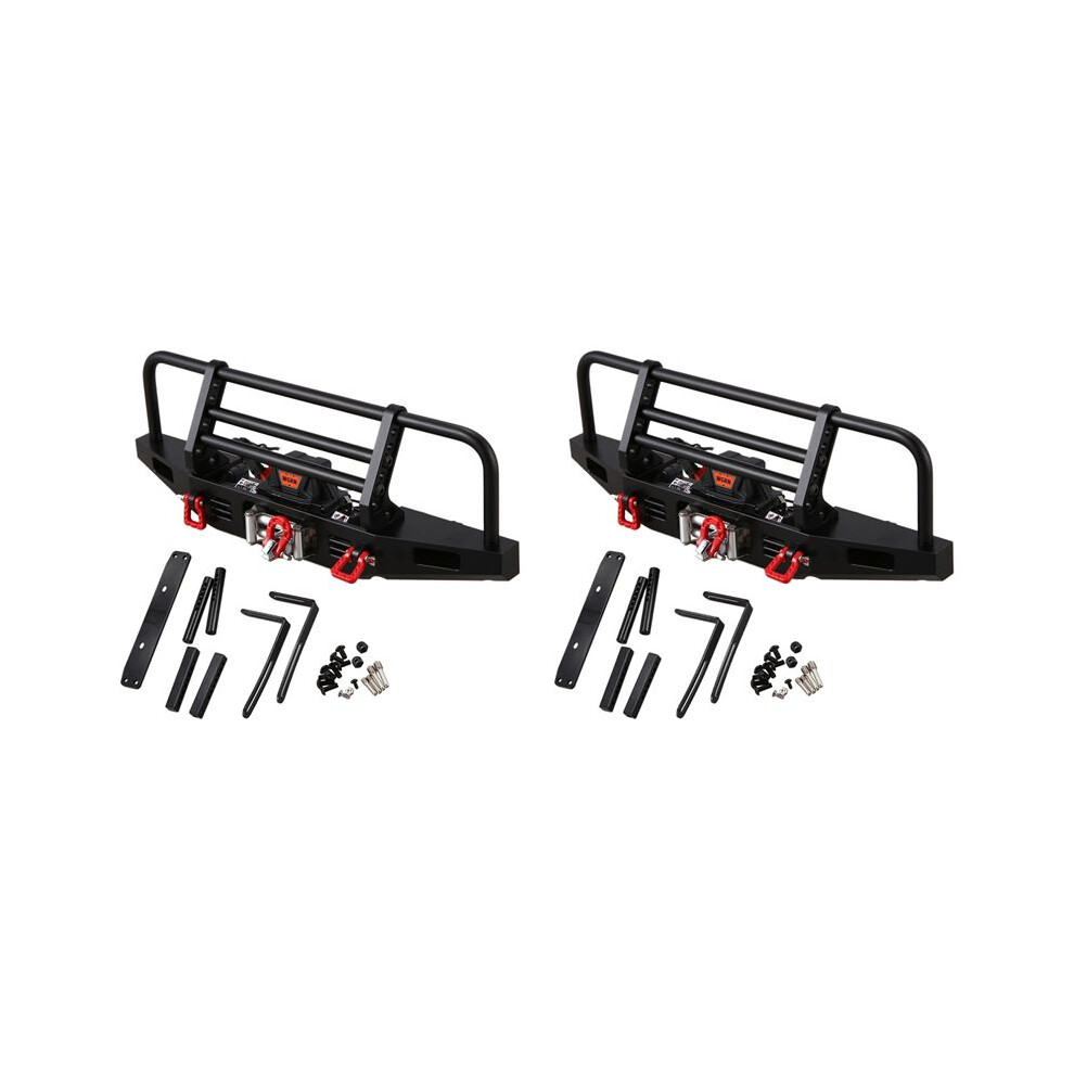 2X Metal Front Bumper With Winch Remote Controller System For 1/10 Rc Crawler Trx4 Axial Scx10 & Scx10 Ii 90046 4711448336793