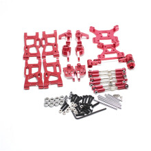 Upgrade Teile für 1: 14 144001 RC Auto Metall Lenkung Schwenk Arm Basis C Servo Zug Stange für Den Hinteren Naben Sitz, Rot