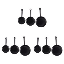1/12 Scale 9Pcs Dollhouse Miniature Metal Frying Pans Cooking Pot Cookware Kitchen Accessory Black