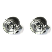 2X Retro Bicycle Bike Accessory Front Light Bracket Vintage 3LED Headlight (Black)