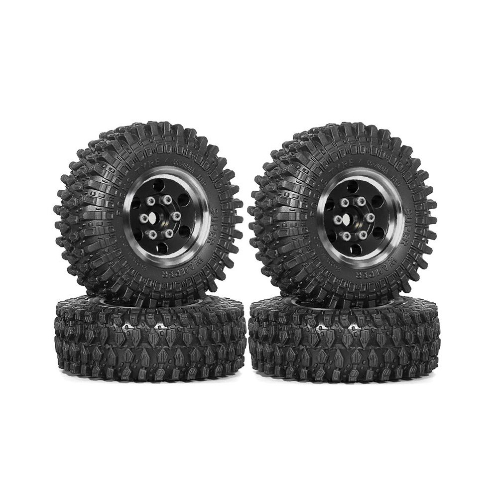 4Pcs 55Mm 1.0Inch Metal Beadlock Wheel Tire For 1/18 1/24 Rc Crawler Car Trx4m Scx24 Upgrade Parts Accessories Black 4711929320792