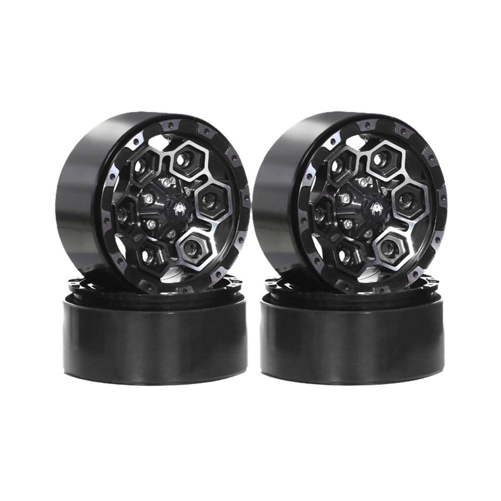 4Pcs Metal 1.9In Beadlock Wheel Rim Wheel Hub For 1/10 Rc Crawler Car Axial Scx10 Pro Capra Trx4 Rc4wd/D90 Redcat Black 4713018055905