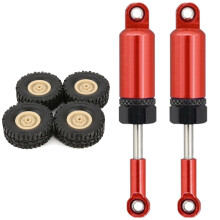 4Pcs Rubber Wheel Rim Tire Tyre for RC 1/16 WPL B-1/B-24/C-14/C-24 & 2PCS Aluminum Alloy Internal Spring