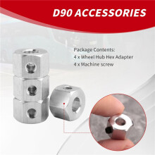 4PCS 5mm to 12mm Metal Combiner Wheel Hub Hex Adapter for WPL D12 C14 C24 B14 B16 MN D90 D91 RC Car Upgrade Parts,Silver