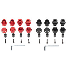 2 Set 17Mm Hex Nuts Adapter Splined Wheel Hubs Extension Combiner for 1/10  RC Car Parts,Black & Red