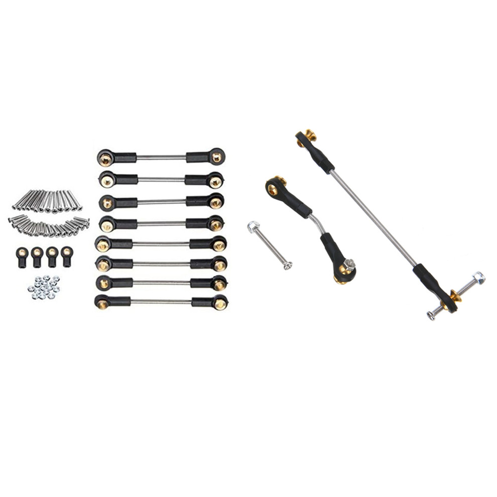 2 Set Rc Car Part: 1 Set Rc Car Steering Pull Rod Upgrade Part & 1 Set Metal Suspension Toe Link Tie Rod Set 6031808999023