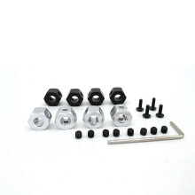 2 Set RC Car Part: 1 Set 5mm To 12mm Metal Combiner Wheel Hub Adapter & 1 Set Metal Pull Rod Steering Link Rod Set Parts