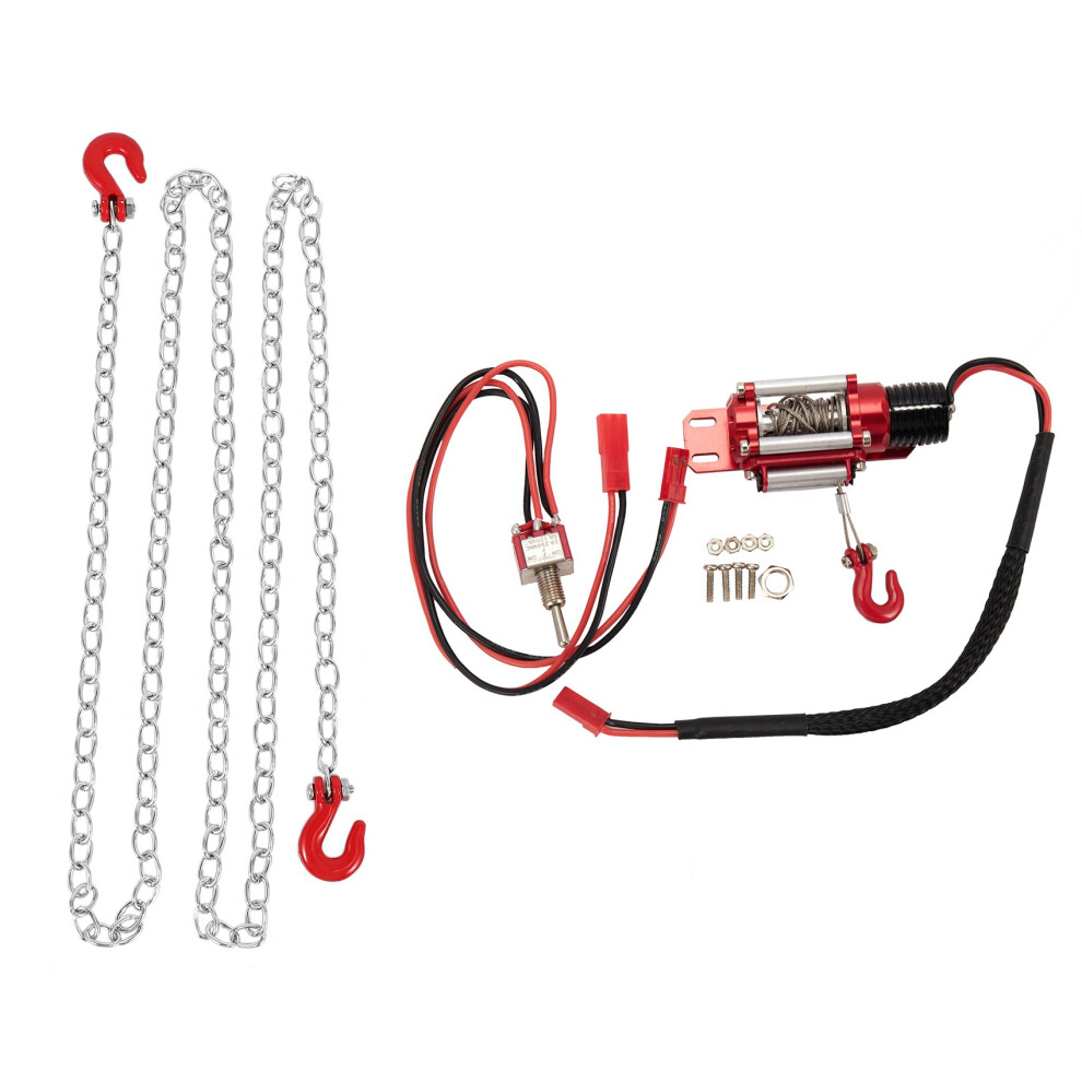 1:10 Rc Crawler Tow Chain And Hook For Axial Scx10 90046 With Wired Automatic Simulated Winch For 1/10 Rc Car Trx4 D90 6033640726195