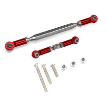 2Pcs Adjustable Steering Linkage Servo Link Pull Rod Turnbuckle for MN D90 MN-90 -45 1/12 RC Car Crawler,Grey & Red