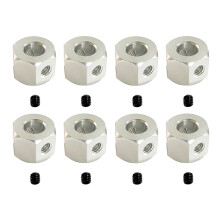 8PCS 5mm to 12mm Metal Combiner Wheel Hub Hex Adapter for WPL D12 C14 C24 B14 B16 MN D90 D91 RC Car Upgrade Parts,Silver