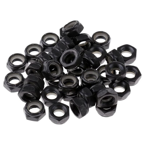 100Pcs Sturdy Skateboard Longboard Trucks Wheels Replacement Axle Nuts Hardware Black Skateboard Trucks Axle Nuts 1