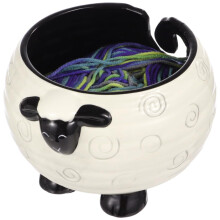 Ceramic Sheep Yarn Bowl for Knitting and Crochet, Cute Tangle Yarn Holder with Smooth Glazed Finish