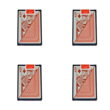 4X Multiplayer Game Card Box Packed Waterproof Texas Playing Cards Plastic Durable Poker Magic Tricks Tool,Red