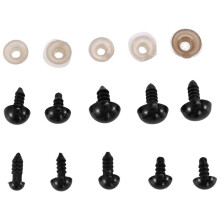 Safety Eyes with Washers, 300Pcs Small Doll Eyes Toy Eyes Teddy Bear Eyes 6mm/8mm/9mm/10mm/12mm, Black Plastic Eye