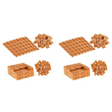 400Pcs Bricks&Roof Tiles Model Building Set Fake Red Bricks Landscaping Bricks Dollhouse DIY Garden Accessories