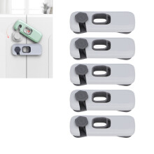5pcs Dual Protect Fridge Lock, Light Gray 10x4cm