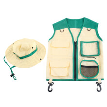Kids Outdoor Adventure Explorer Kit Kostuum Vest en Muts Set Realiseer Kinderen CarrièRe Droom Cosplay Geschenken Groen