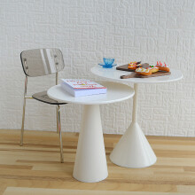 2PCS 1/6 Scale Miniature Dollhouse Tea Table Furniture for Barbies Blyth Doll House Decoration Accessories White