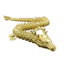 Gouden Draak met Beweegbare Gewrichten, Chinese Dierenriemdraak Verzamelbeeldjes Tafeldecoratieornament, 3D-Draakstandbeeld