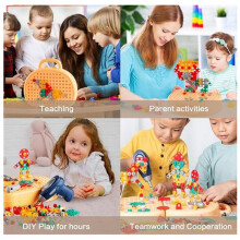 Caja Herramientas Juego 3D,Juguete con Taladro Eléctrico,Juego Herramientas Rompecabezas Mosaico,Caja Herramientas de Juguete de Educación Temprana