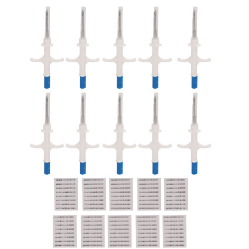 10 Packs Animal Microchip RFID Identification Implant Kit 1.4x8mm 1
