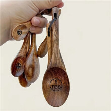 Baking Wood Measuring Spoon 4-Piece Set, Seasoning Spoon Coffee Measuring Spoon Wooden Spoon, Kitchen Home Bakingtools