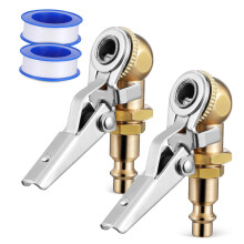 Heavy Duty Locking Tire Inflator Chuck 2Piece Set with Secure Valve Lock and Quick Hose Connection