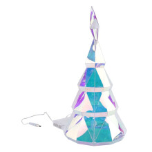Christmas Light Ornament USB Powered Colorful Xmas Tree Figurine with Star Handmade Tabletop Centerpiece for Christmas