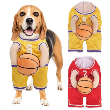 Hond Basketbal Speler Kostuum met Bal Hond Basketbal Kostuum Grappige Verkleed Sport Outfit Halloween Cosplay voor Huisdieren B