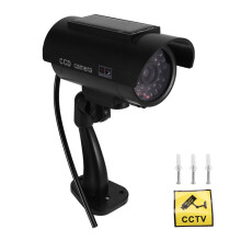 Simulatie Zonnecamera Buitenbewaking Simulatie Nepcamera Dummy Cam met LED-Licht Zwart