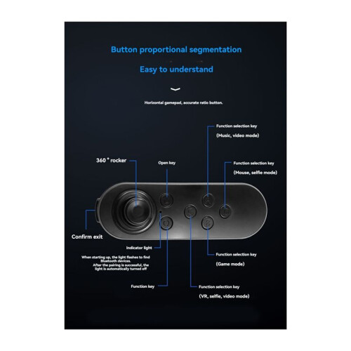 Wireless VR Remote Game Controller Joystick Gamepad Somatosensory Remote Control Black 1