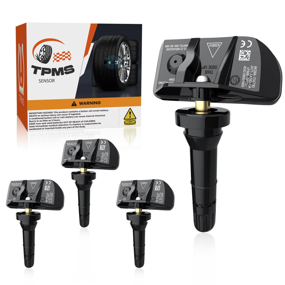 Tpms Sensor 433Mhz Preprogrammed For Ford Explorer Lincoln Aviator 2020, Full Wheel Coverage, 4Pcs 9174973130178