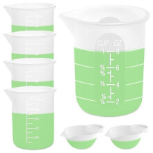 Juegos de 7 Vasos Medidores de Silicona, 1 Vaso de Silicona de 250 Ml, 4 Vasos Mezcladores Antiadherentes de 100 Ml, 2 Vasos con Molde de Silicona de