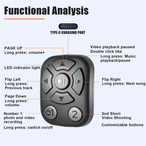 Wireless BT Shutter Release Button  Fingertip Ring Remote Control Phone Selfie Controller Self-Timer