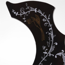 Svart Blomma och Fågel Guitar Pickguard Dekorativ Självviskös Klistermärke String Guitar Guard Protection Patch