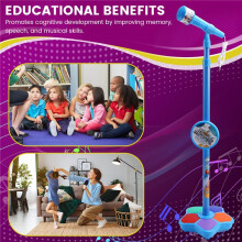 Kids Microphone with Light Stand Toy,Height-Adjustable Microphone,Brain-Training Educational Toys Birthday Gift