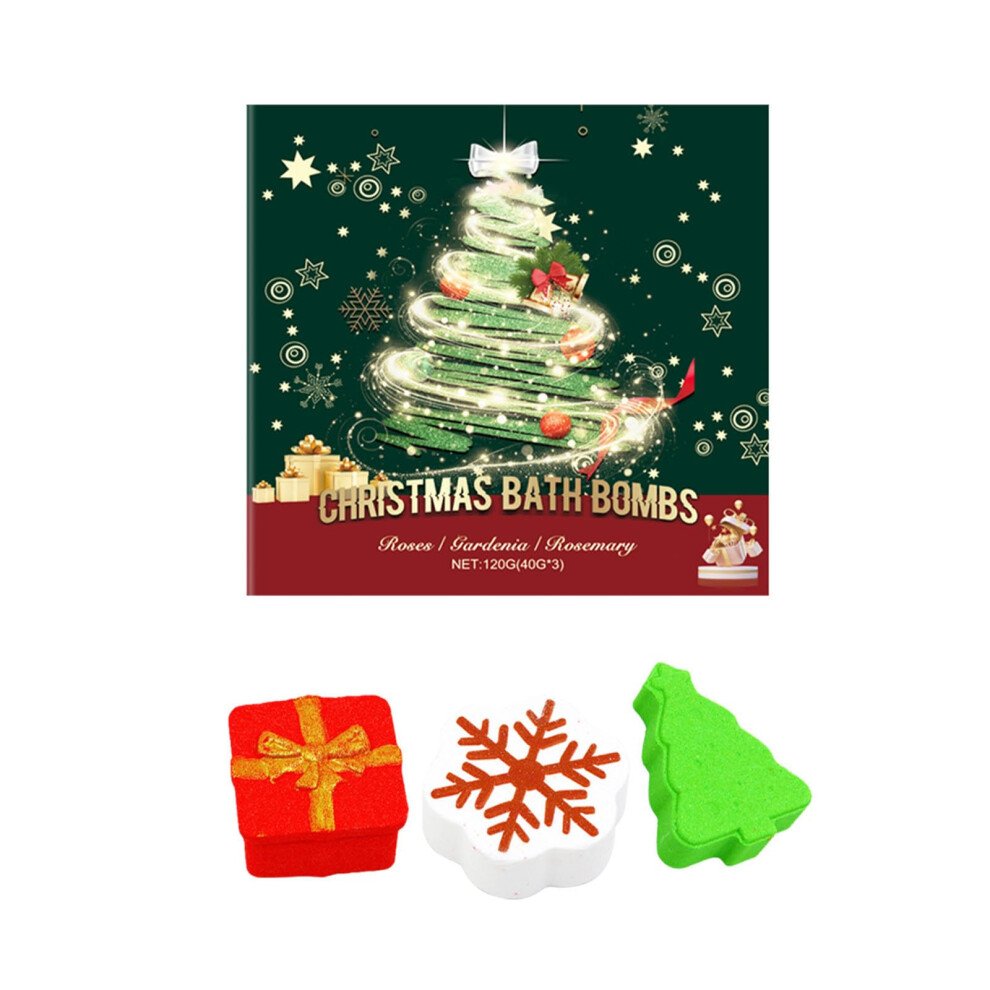 Christmas Bath Bombs Gift Set 3 PCS with Longlasting Floral Fragrance for Women and Kids