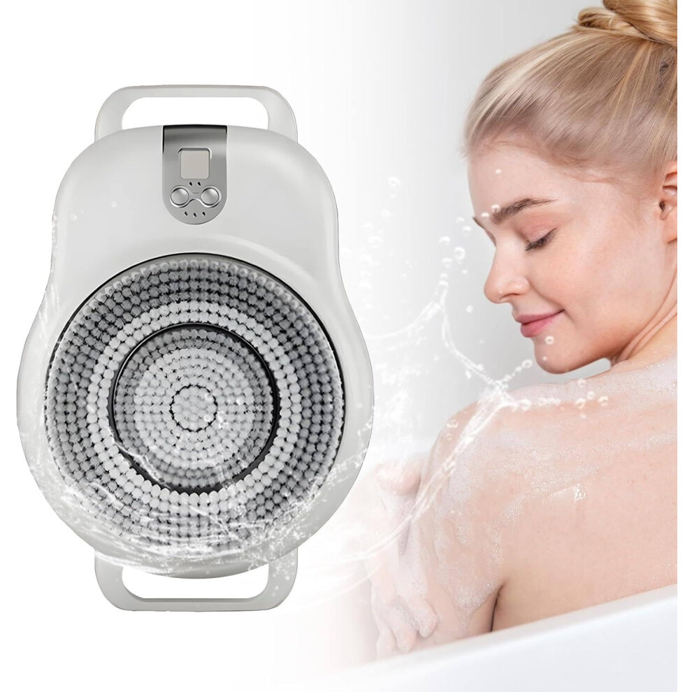 Electric Back Brush with 360 Rotation, Wall Mounted, 3Speed, 18CM Head, IPX7 Waterproof for Shower