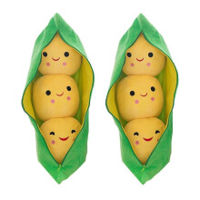 2 PCS Brinquedo de Ervilha de Pelúcia Macio Fecho de Zíper Rosto Sorridente Cheio de Planta Boneca Crianças Travesseiro Brinquedo Sofá Quarto Deco