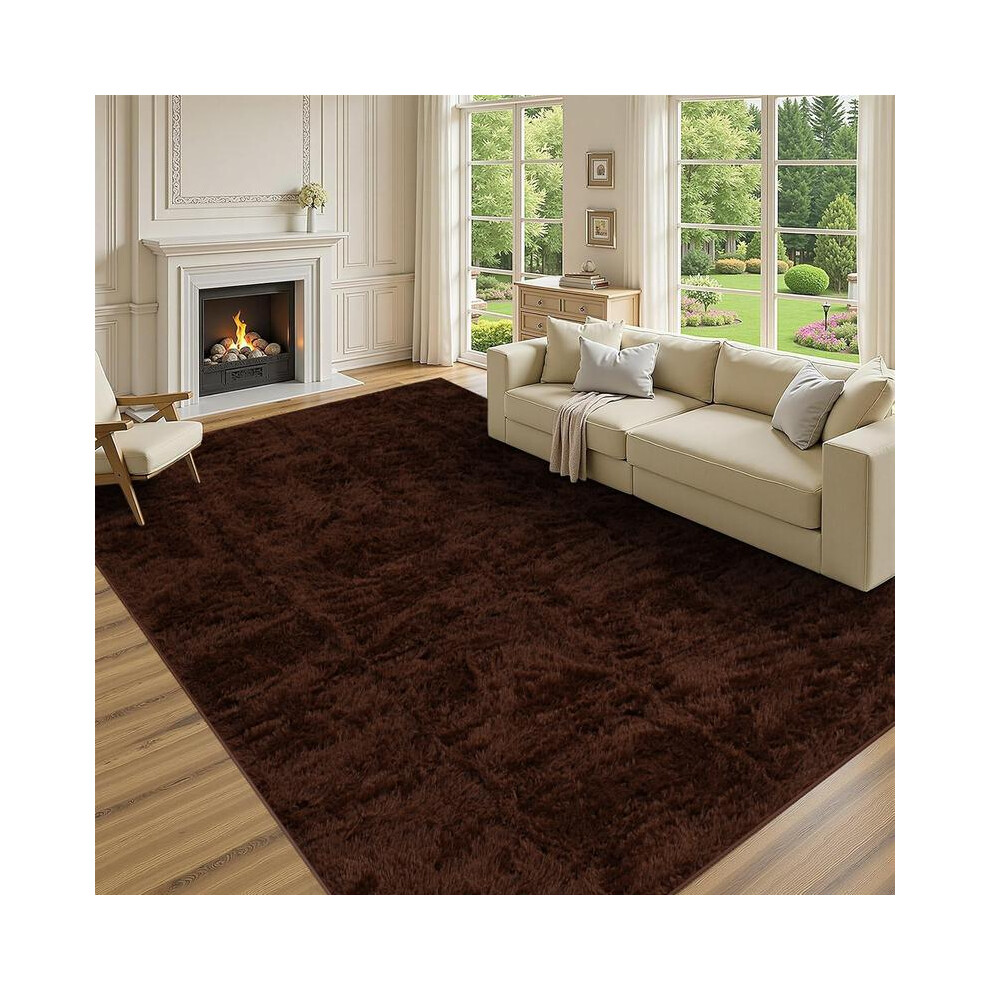 (Brown, 160 X 230Cm) Modern Super Soft Pile Fluffy Bedside Rugs Floor Carpet Fuzzy Soft Home Decor Bedroom Rugs Fluffy 5042355294951