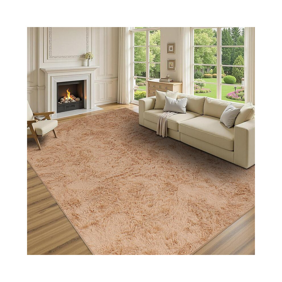 (Beige, 140 X 200Cm) Modern Super Soft Pile Fluffy Bedside Rugs Floor Carpet Fuzzy Soft Home Decor Bedroom Rugs Fluffy 5042355294746