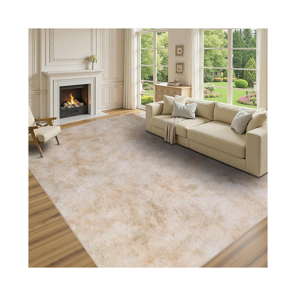 (Tie Dye Cream, 200 X 290Cm) Modern Super Soft Pile Fluffy Bedside Rugs Floor Carpet Fuzzy Soft Home Decor Bedroom Rugs Fluffy 5042355295804