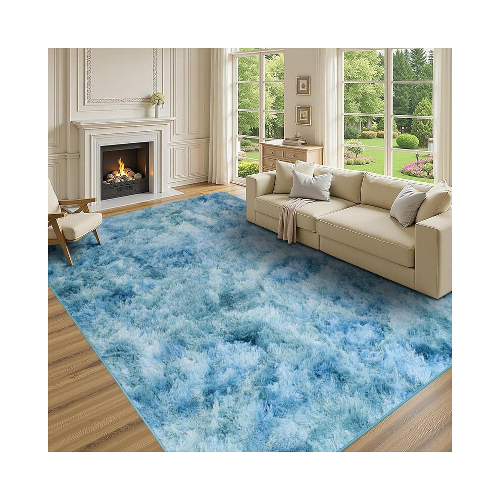 (Tie Dye Teal, 80 X 300Cm) Modern Super Soft Pile Fluffy Bedside Rugs Floor Carpet Fuzzy Soft Home Decor Bedroom Rugs Fluffy 5042355296092