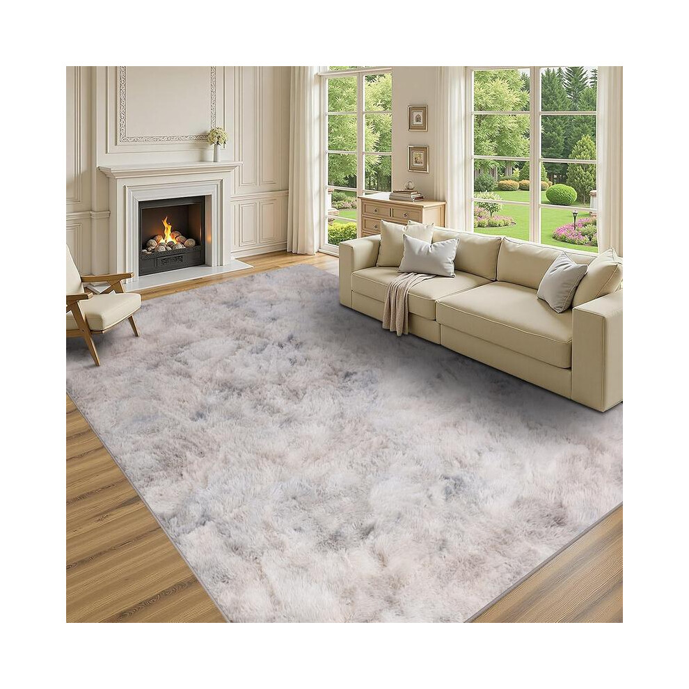 (Tie Dye Light Grey, 50 X 80Cm) Modern Super Soft Pile Fluffy Bedside Rugs Floor Carpet Fuzzy Soft Home Decor Bedroom Rugs Fluffy 5042355295897
