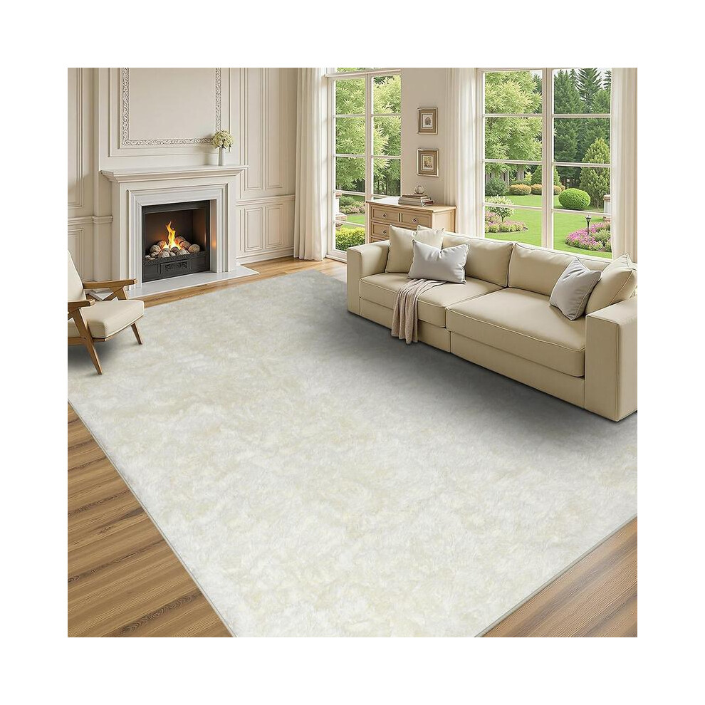 (Cream, 120 X 170Cm) Modern Super Soft Pile Fluffy Bedside Rugs Floor Carpet Fuzzy Soft Home Decor Bedroom Rugs Fluffy 5042355295033
