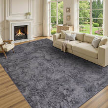 (Grey, 160 x 230cm) Modern Super Soft Pile Fluffy Bedside Rugs Floor Carpet Fuzzy Soft Home Decor Bedroom Rugs fluffy