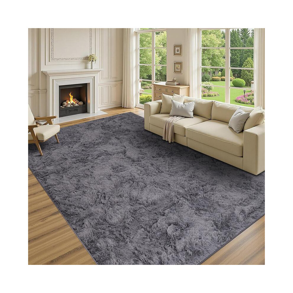 (Grey, 160 X 230Cm) Modern Super Soft Pile Fluffy Bedside Rugs Floor Carpet Fuzzy Soft Home Decor Bedroom Rugs Fluffy 5042355295248