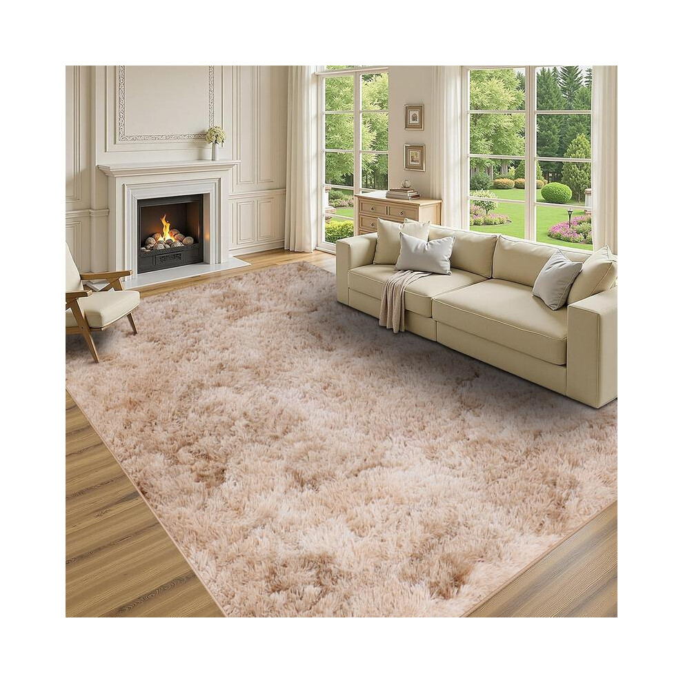 (Tie Dye Beige, 50 X 80Cm) Modern Super Soft Pile Fluffy Bedside Rugs Floor Carpet Fuzzy Soft Home Decor Bedroom Rugs Fluffy 5042355295736