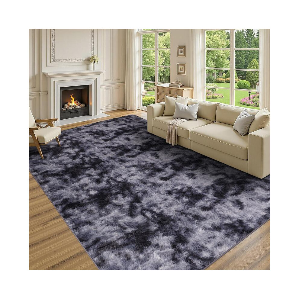 (Grey Tie Dye, 60 X 220Cm) Modern Super Soft Pile Fluffy Bedside Rugs Floor Carpet Fuzzy Soft Home Decor Bedroom Rugs Fluffy 5042355295194